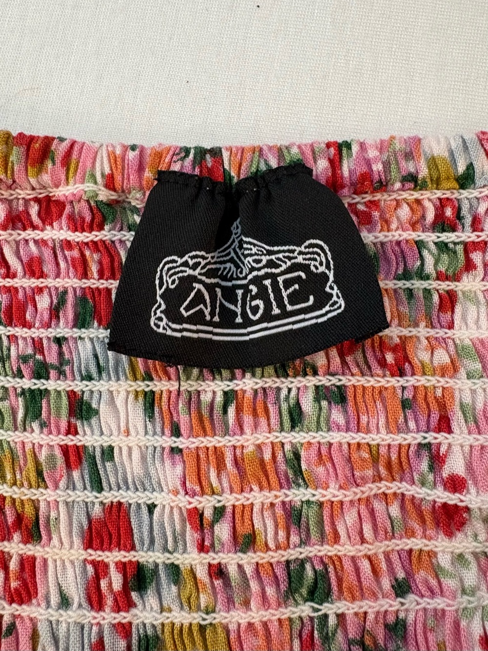 Angie Mixed Floral Patchwork Cutout Tiered Maxi Sundress Pink & Blue Size Small - Picture 4 of 4